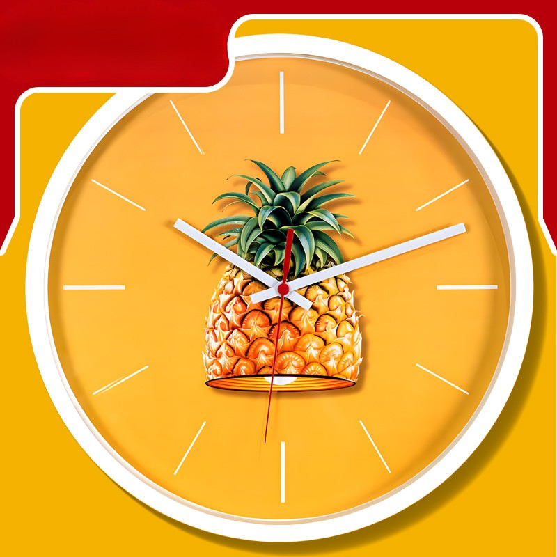 Modern Digital Fruit-Design Wall Clock Custom Logo Watch with Metal Body and Glass Display
