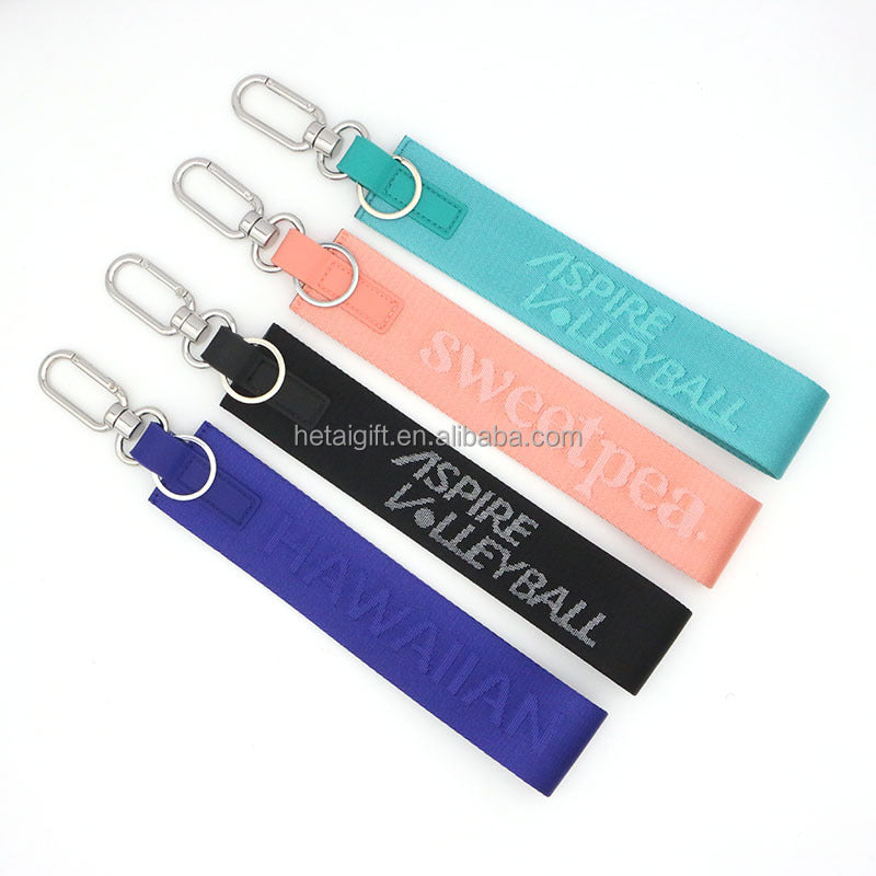 Key Chain - Carabiner Stitching Woven Embroidery Jet Tag Key Holder