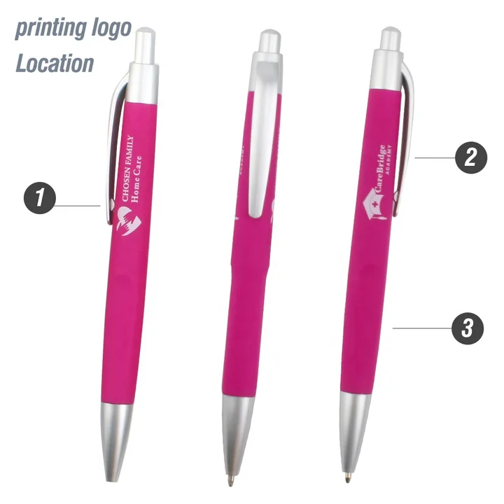 PENS - Custom Branded Plastic Rubber Coated Click Pen for Promotion Giveaway