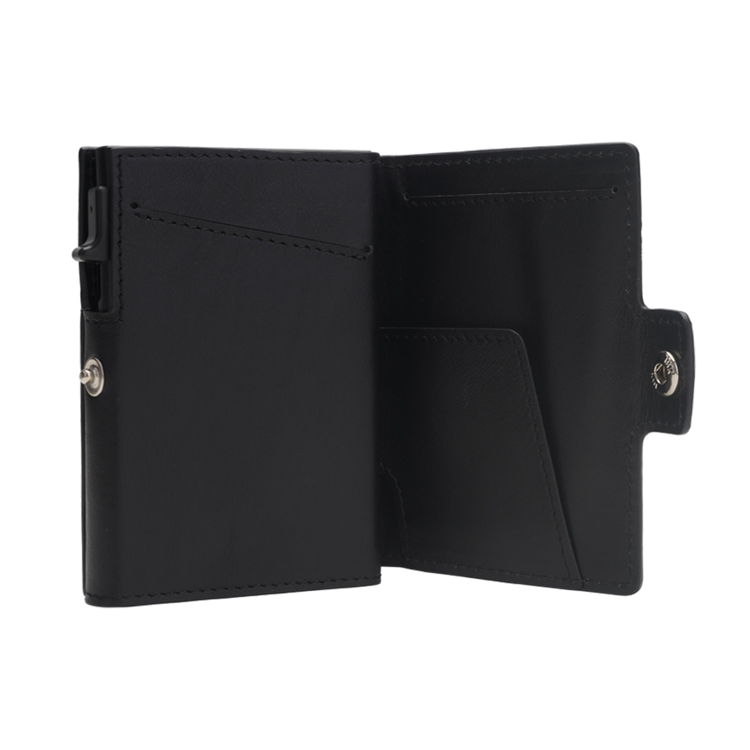 Men's RFID Blocking Bifold Wallet Unisex Metal Leather Bifold Wallet Open Zipper Pocket Short Customizable