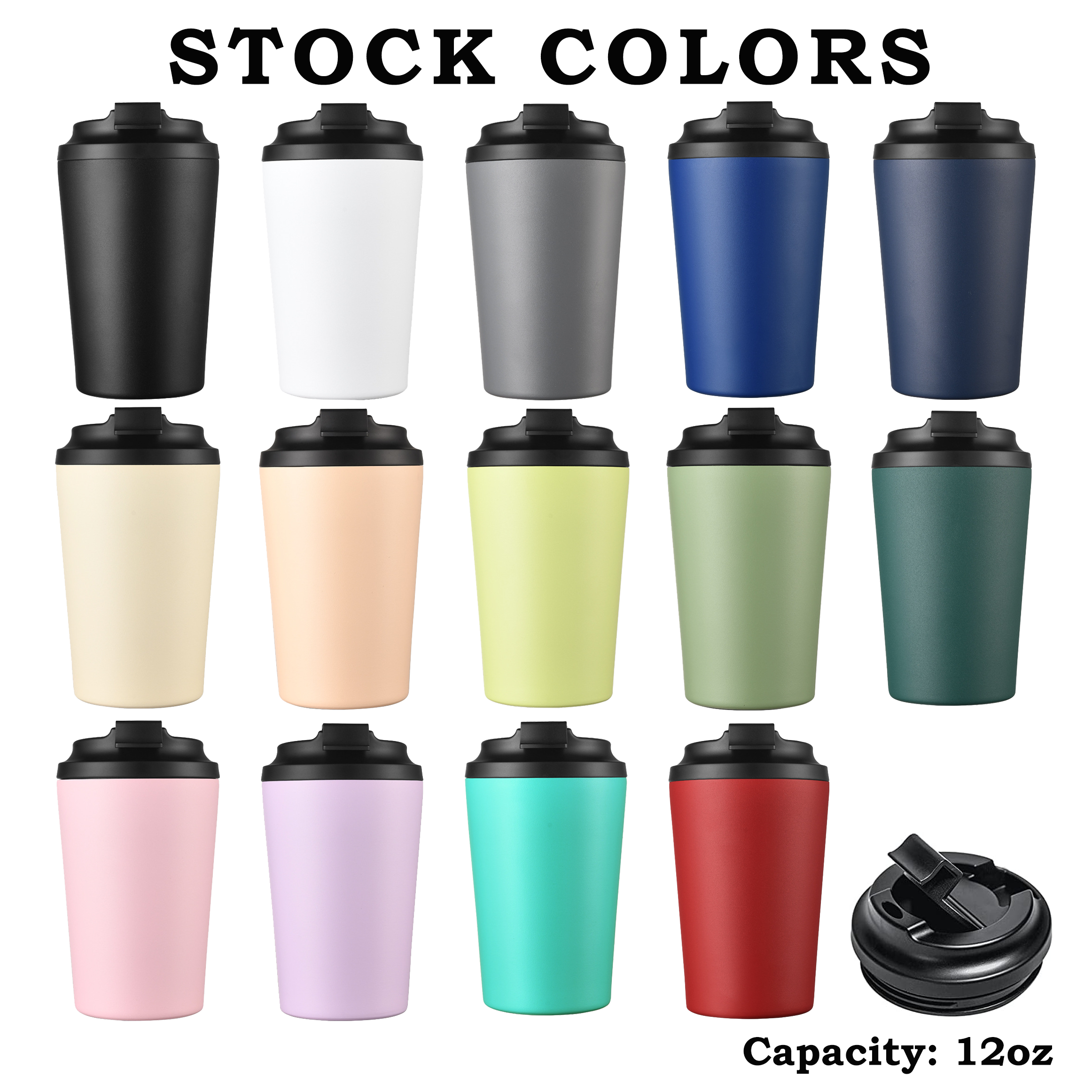12oz Leakproof Travel Coffee Mug – Custom Stainless Steel Tumbler