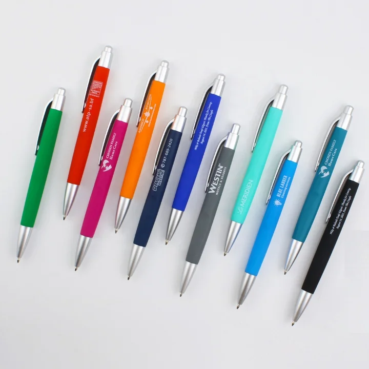 PENS - Custom Branded Plastic Rubber Coated Click Pen for Promotion Giveaway