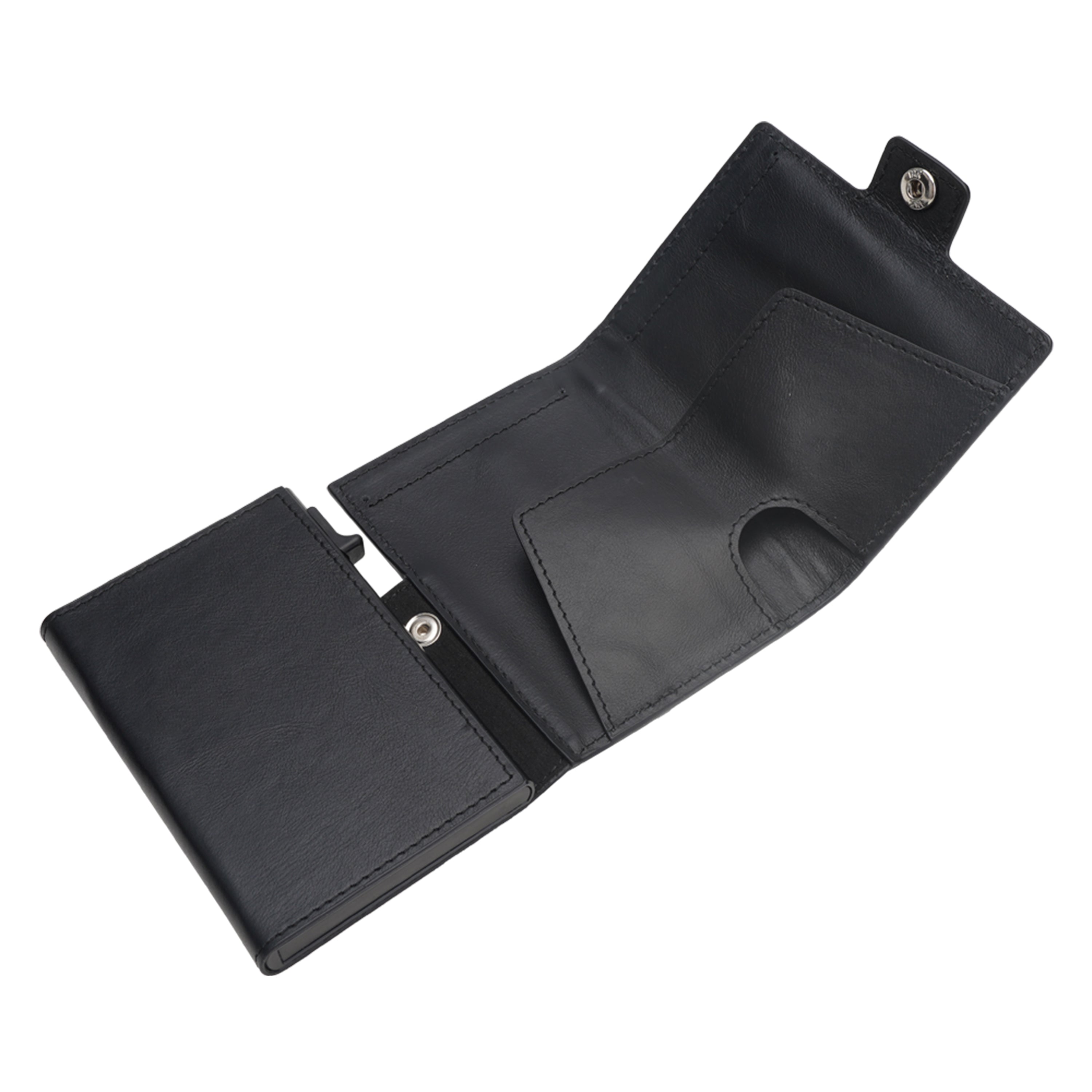 Men's RFID Blocking Bifold Wallet Unisex Metal Leather Bifold Wallet Open Zipper Pocket Short Customizable