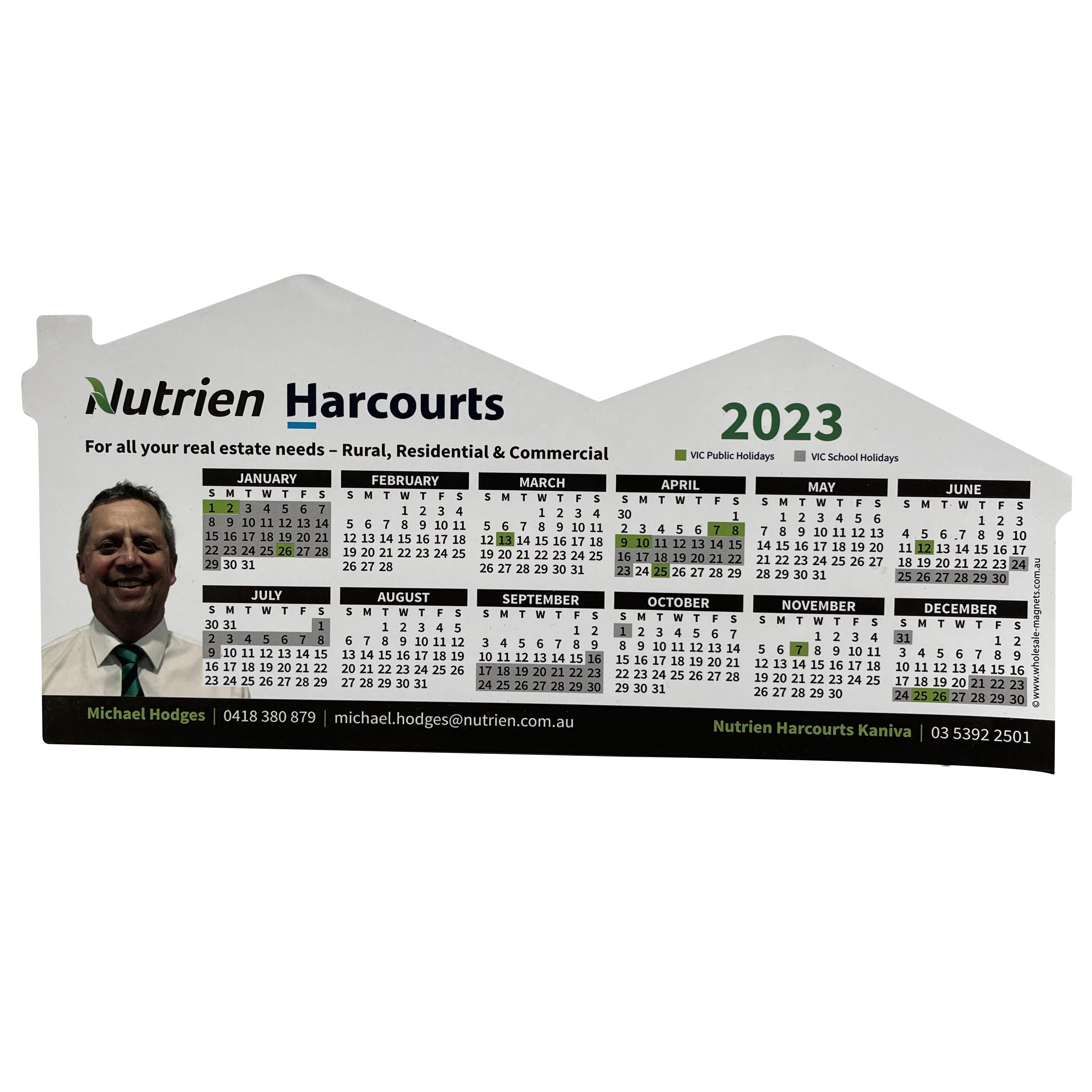 Real Estate Paper Customized House Die Cut Shaped Fridge Magnet Calendar