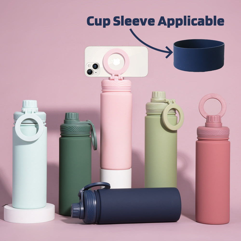 Flask Stainless Steel Tumbler with Custom Logo & Phone Holder