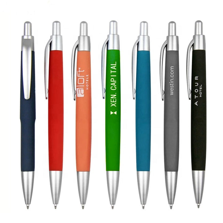 PENS - Custom Branded Plastic Rubber Coated Click Pen for Promotion Giveaway