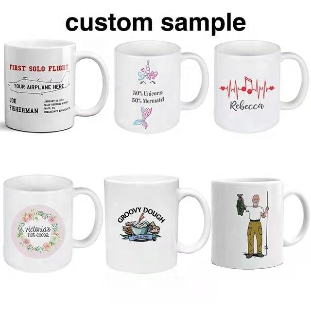 MUGS - White Sublimation Ceramic Tea Coffee Mugs Customizable