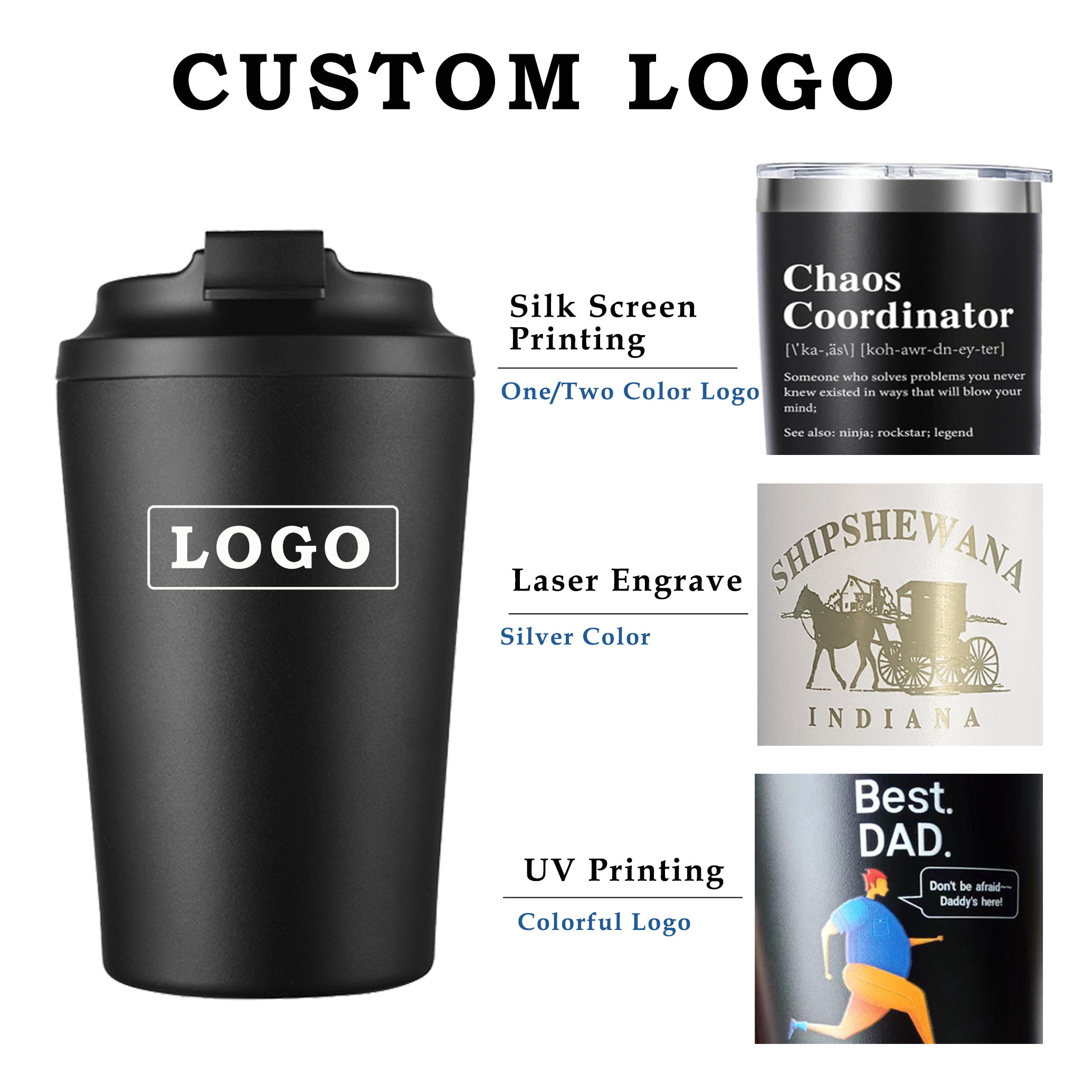 12oz Leakproof Travel Coffee Mug – Custom Stainless Steel Tumbler