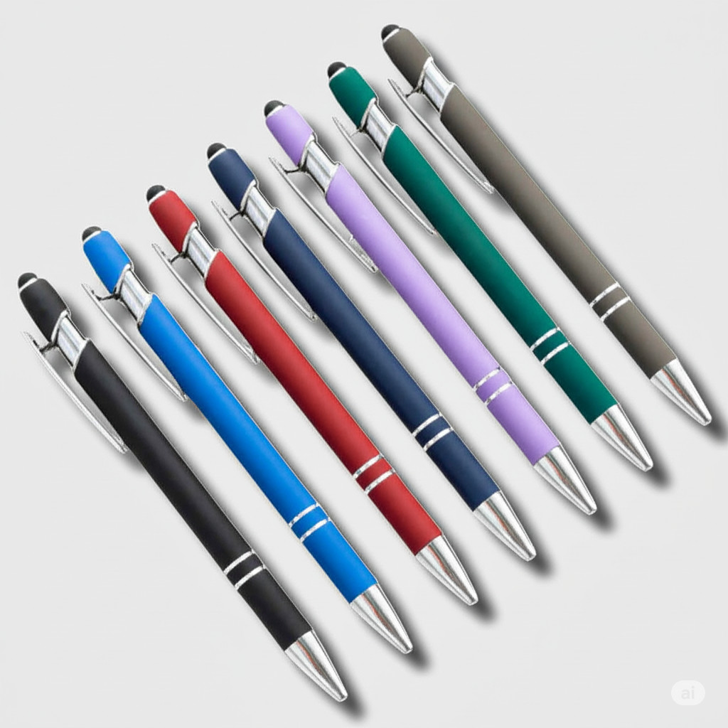 PENS -  Soft Rubber Metal Promotional Ball Point Aluminum Touch Stylus