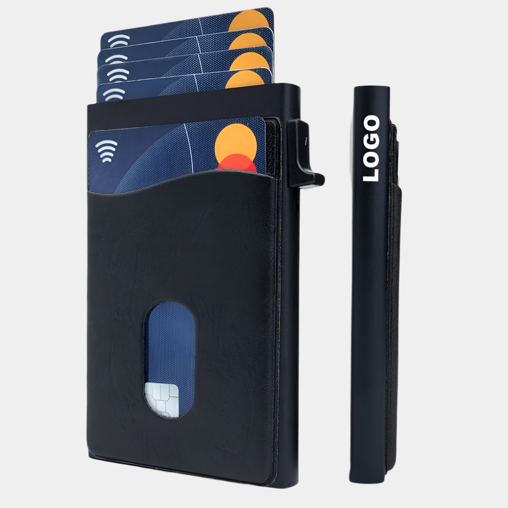 Custom Logo Wholesale Men Minimalist Slim Cards Wallet Smart RFID Blocking Pop Out Aluminum Case Credit Card Holder
