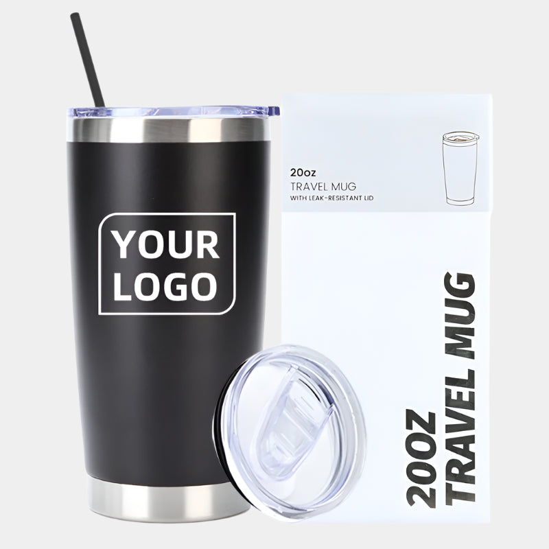 20oz Custom Logo Stainless Steel Travel Tumbler with Straw