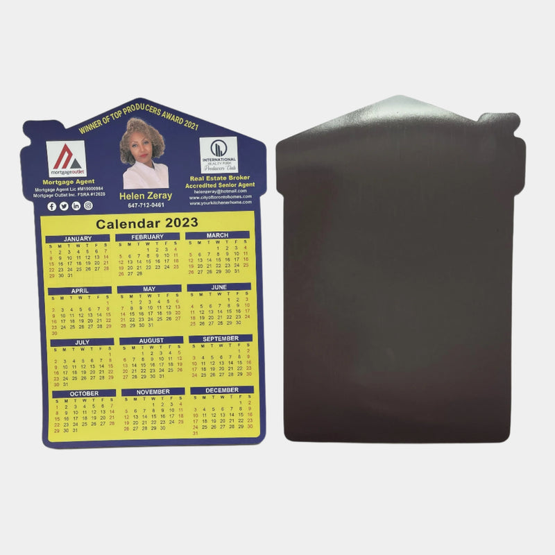 Real Estate Paper Customized House Die Cut Shaped Fridge Magnet Calendar