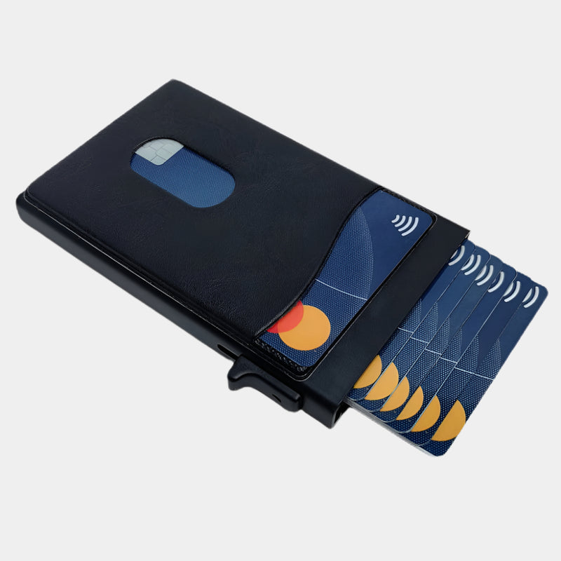 Custom Logo Wholesale Men Minimalist Slim Cards Wallet Smart RFID Blocking Pop Out Aluminum Case Credit Card Holder