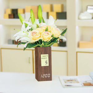 Custom Logo Digital Desktop Usb Dry Battery Powered Clocks Led Wood