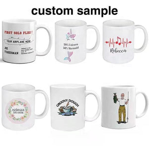 MUGS - White Sublimation Ceramic Tea Coffee Mugs Customizable