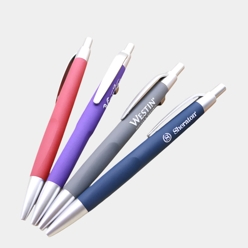 PENS - Custom Branded Plastic Rubber Coated Click Pen for Promotion Giveaway